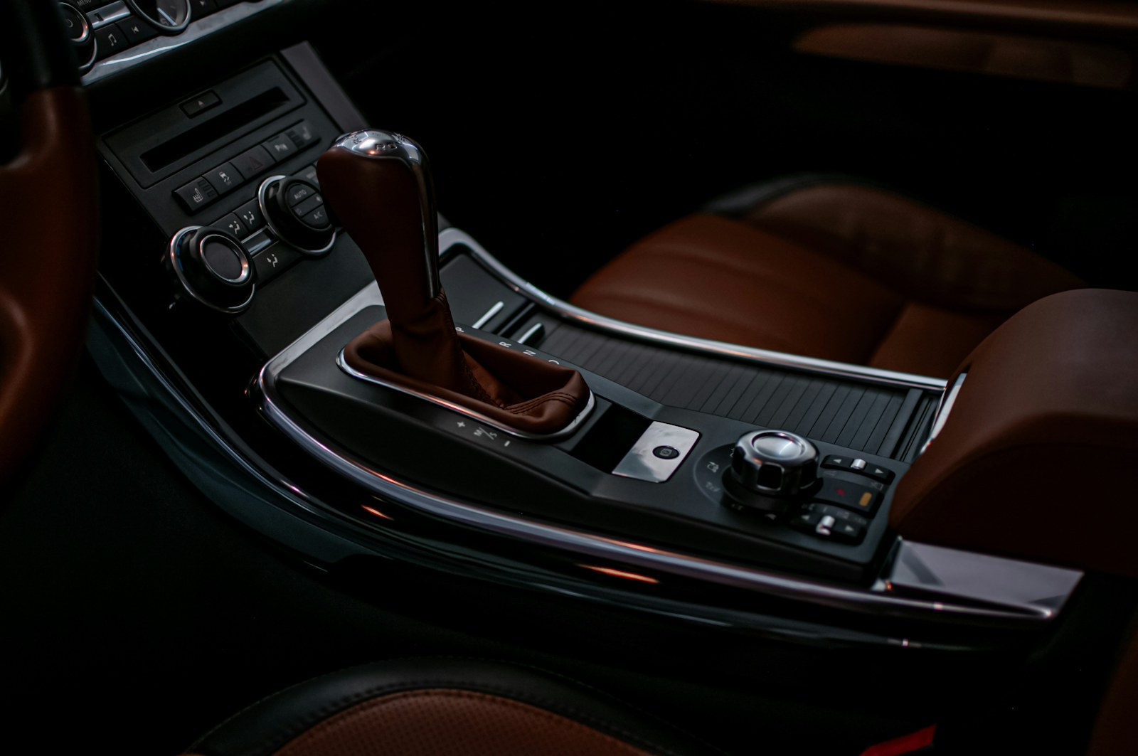 Clean brown leather luxury vehicle interior